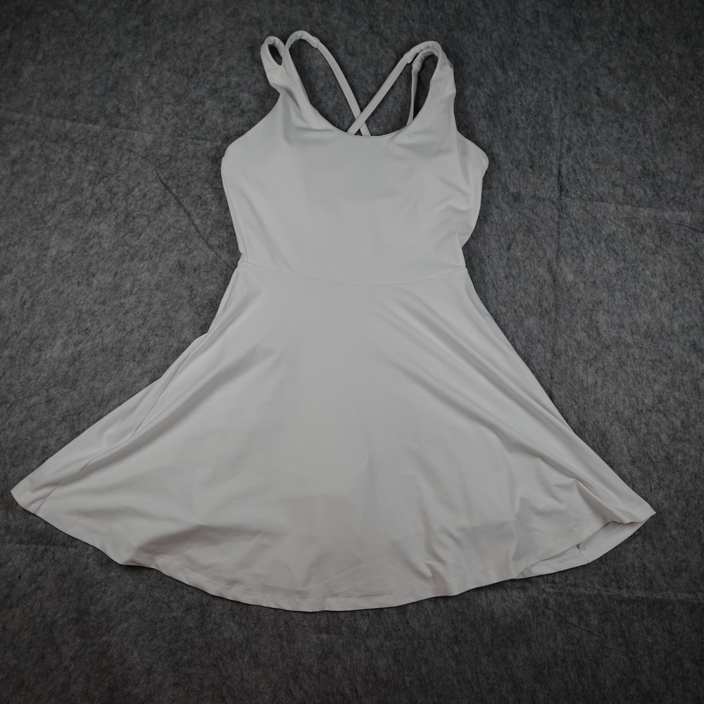 Fabletics Dress Women Medium White Strappy Tennis Skort Fit Flare Athletic